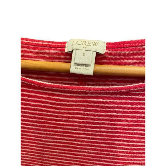 J. Crew 100% Cotton Candy Cane Red‎ & White Striped Ruffle Hem Top Blouse Small - Picture 8 of 10